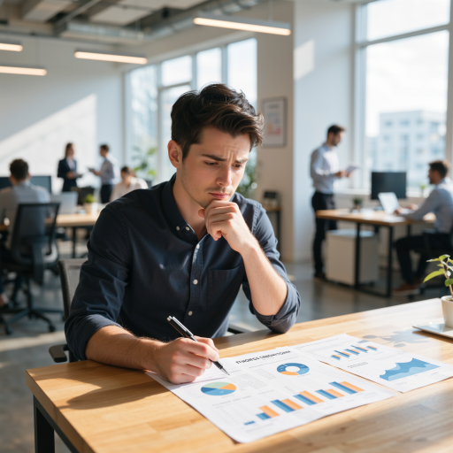 三十八岁左右中年男性，休闲正装，专注工作表情，办公室背景，展现技术专业性